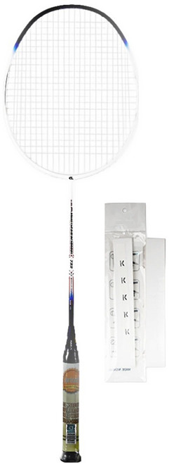 아펙스 722 초경량 풀카본 배드민턴라켓 화이트 딥블루 + 줄작업 화이트 + 케이스 랜덤발송 + 그립 화이트 세트, 1세트