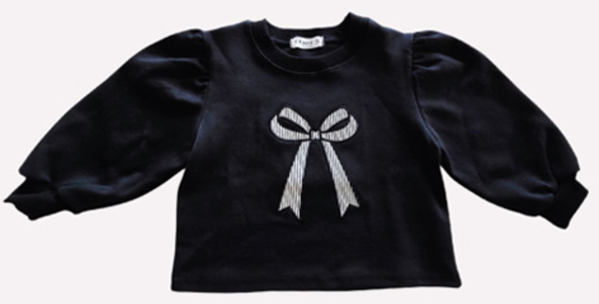 키키모라 여아용 리본 자수 맨투맨