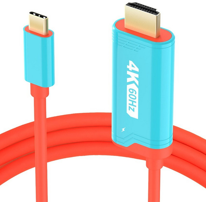 호후 닌텐도스위치2 미니 독 TV연결 마리2 HDMI 미러링 변환 케이블, 블루 + 레드, 1개