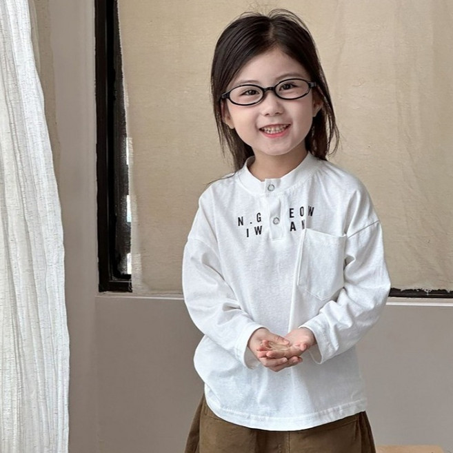 스타빈 아동용 레터링 포켓 긴팔 티셔츠