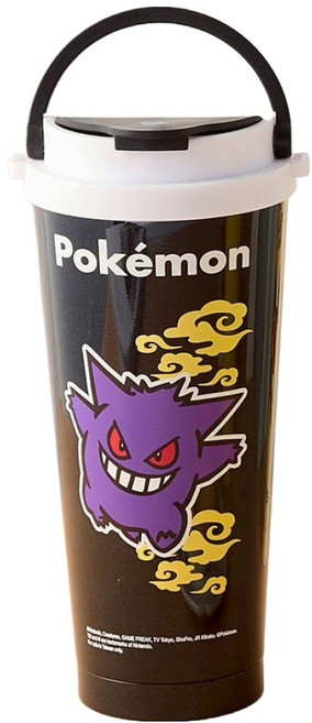 PoKeMoN 寶可夢 第二代陶瓷不鏽鋼吸管杯 P720, 1個, 耿鬼 紫色 + 黑色, 750ml