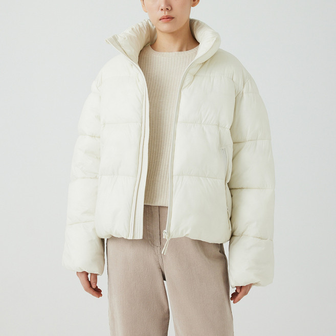 JAJU 여성용 루즈핏 숏 푸퍼 점퍼