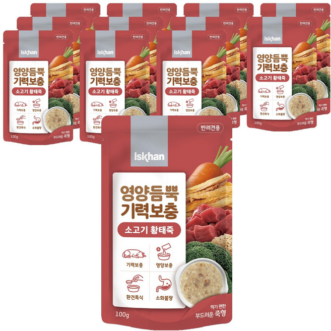 이즈칸 강아지 영양듬뿍 기력보충 소고기황태죽 습식사료, 01_소고기황태죽, 100g, 12개