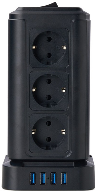 TELLO 타워 멀티탭 16구 TP-VF4U12E, 2m, Black, 1개