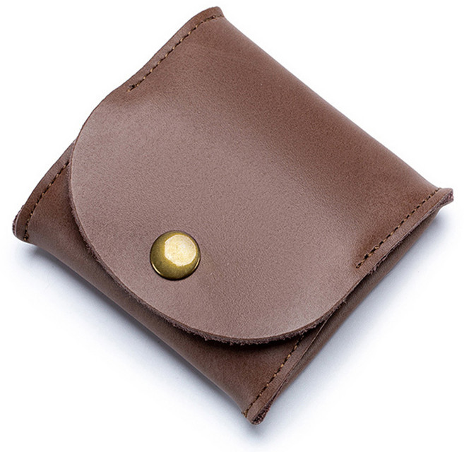 Sayaka 紗彌佳 真皮日系簡約純色釘扣式零錢收納包