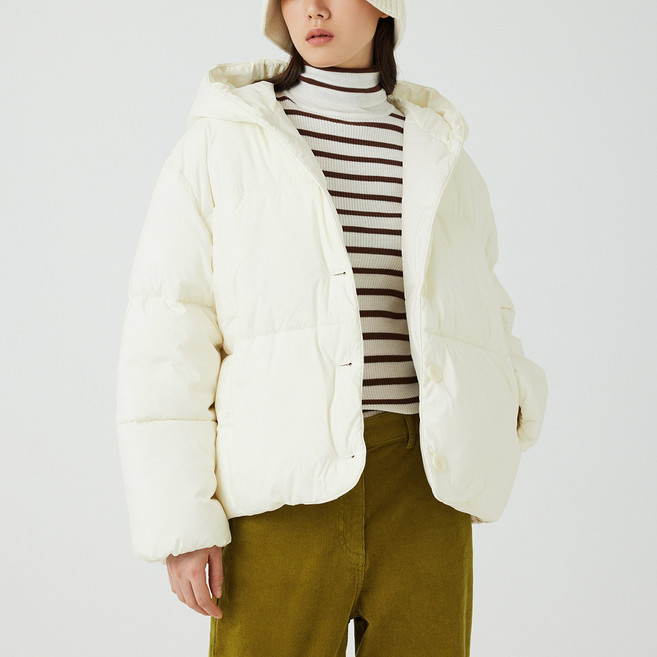 JAJU 여성용 후드 푸퍼 보온 점퍼