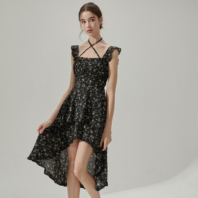 비키니밴더 여성용 라플렌 스트랩 언발란스 원피스