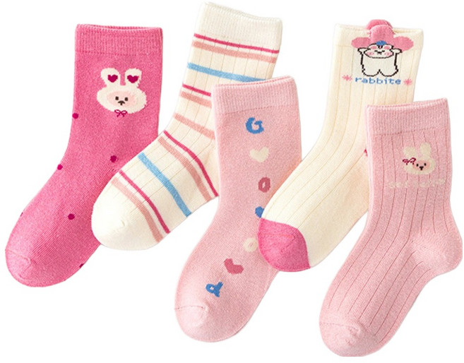 아이뿜 아동용 하트 래빗 양말 5켤레 세트 F156