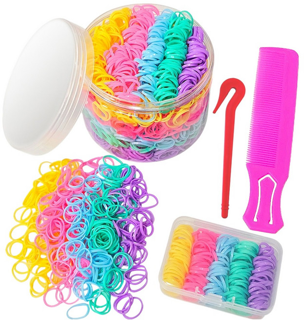 링하나 유아용 깜찍 대용량 머리고무줄 원형케이스 + 사각케이스 + 이지컷 + 포켓빗 세트 SR1