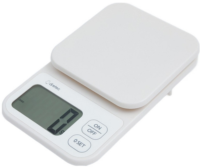 dretec 大螢幕廚房電子秤, 1kg, KS-634, 象牙白