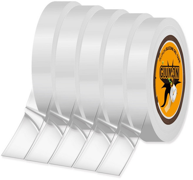 글루몬 자국없는 초강력 실리콘 클리어겔 나노 양면 테이프 10mm x 3m, 5개