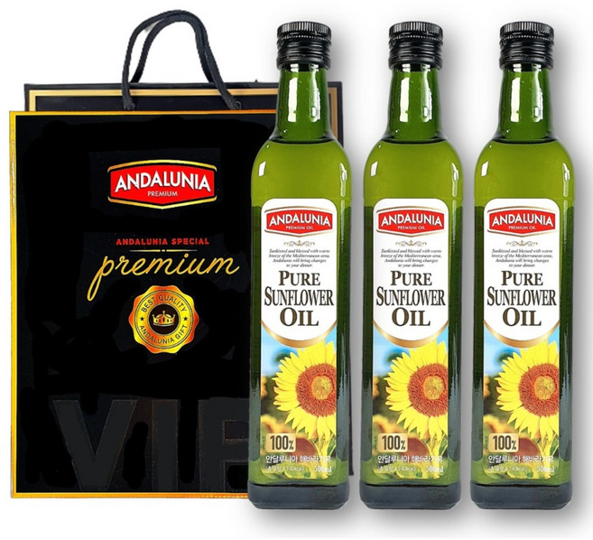 안달루니아 해바라유 500ml + 쇼핑백, 3개
