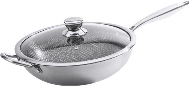 cook power 鍋寶 七層壓鑄不沾鍋316不鏽鋼蜂巢炒鍋 含蓋, 1個, 32cm