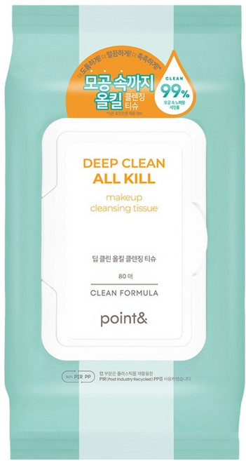 포인트 딥 클린 올인원 클렌징 티슈, 80매입, 445g, 1개
