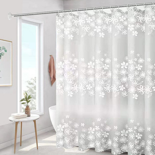 KODACHIEF 인테리어 욕실 샤워부스 화장실 일상감성 샤워커튼, 화이트플라워, 1개