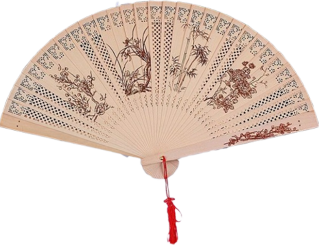타이드코 고급스러운 접는 대나무 부채, 사군자, 1개
