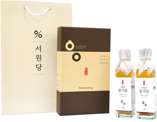 서원당 참기름 + 들기름 1호 선물세트 + 쇼핑백, 1세트