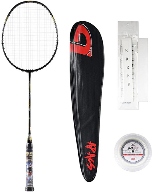 아펙스 나노퓨전스피드 725N 배드민턴라켓 스모크블랙 + 줄작업 + 그립 + 풀커버 랜덤발송 세트, 1세트