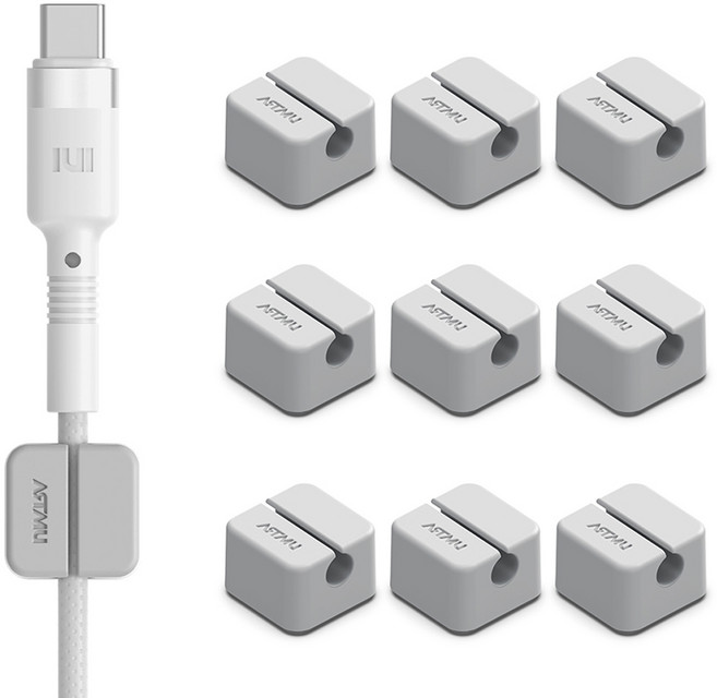 아트뮤 실리콘 케이블 선 정리 고정 홀더 1구 그레이, 10개