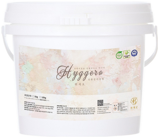 Hyggero 친환경 유럽 미장재, 1개, 5kg, 화이트