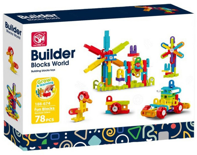 PLAYFUL TOYS 頑玩具 H型積木 78片, 1套