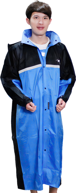 天龍牌 競速型尼龍雨衣, 黑色 + 藍色