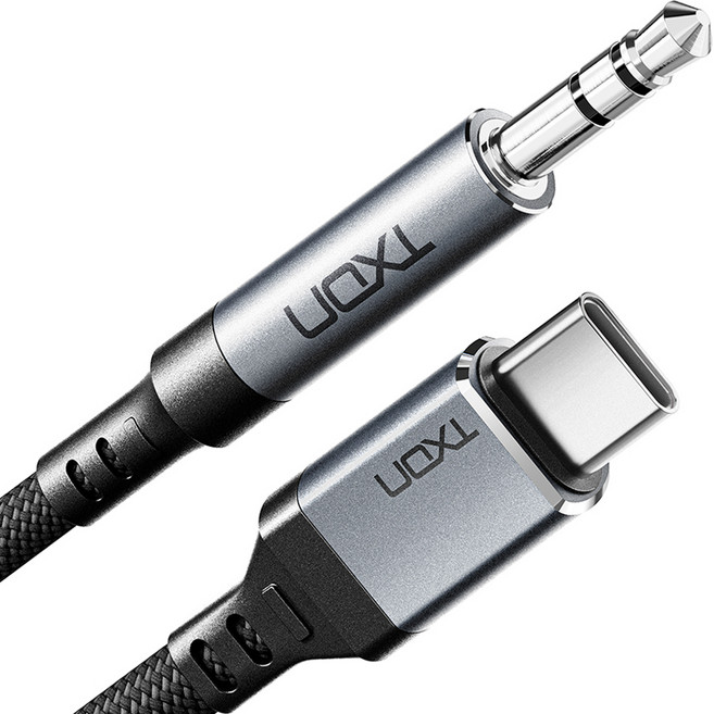 티엑스온 USB C타입 to AUX 3극 스테레오 오디오 케이블 차량용 옥스선, 0.5m, 1개