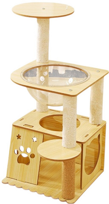 petco 培菓 五重貓跳台, 1個, 原木色 + 麻色
