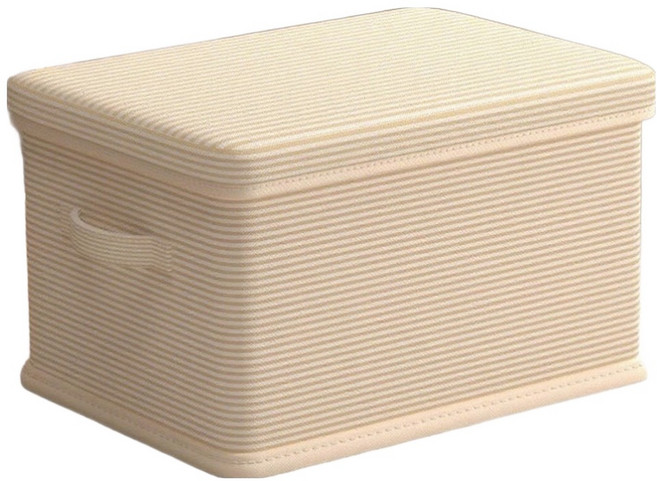 OAK&FIR 橡合杉 折疊收納整理箱 特大(50 x 40 x 33cm), 米色條紋, 1個