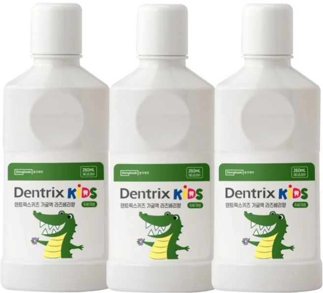 덴트릭스 키즈 동국제약 바른치아 어린이 가글, 260ml, 3개 - 쿠팡