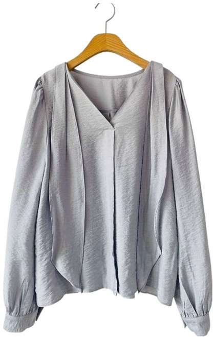 시크블랙 쿠타룬 찰랑 브이넥 타이 블라우스 cpbl5825k57