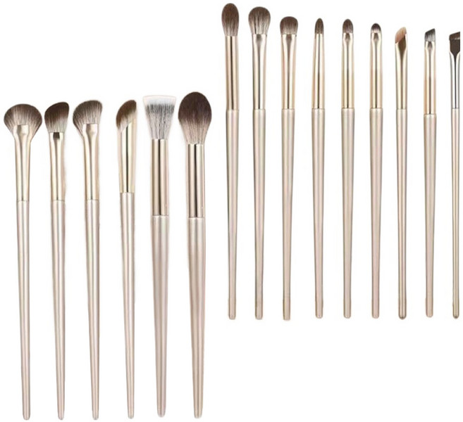 라이프앤미 메이크업 브러쉬 풀세트 17cm x 15p + 파우치 세트, 1세트, 골드