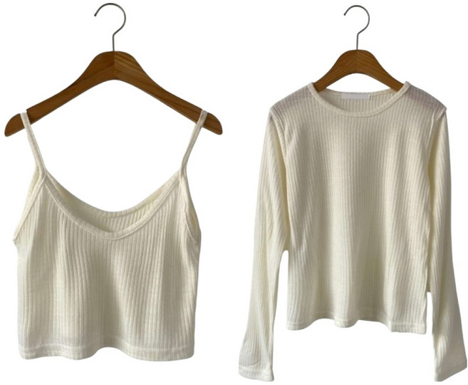 시크블랙 여성용 소라눈 골지 레이어드 뷔스티에 긴팔 니트 cpnt5977k57