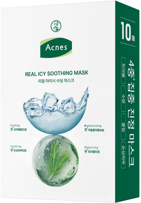 아크네스 리얼 아이시 수딩 시트 마스크, 1개, 10개입
