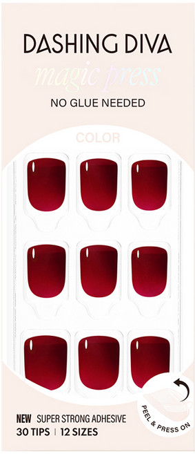 데싱디바 매직프레스 네일팁 세트 숏 스퀘어, 버건디, 1세트