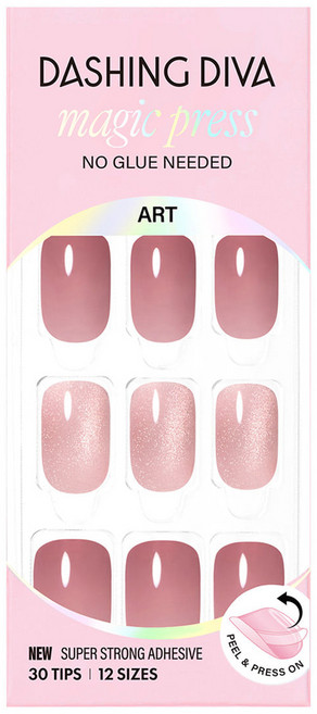 데싱디바 매직프레스 네일팁 세트 글리밍 로즈 레귤러 라운드, 1세트, 핑크