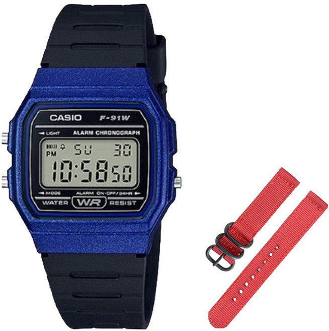 카시오 디지털 전자시계 + 나토밴드 세트 F-91WM-2A