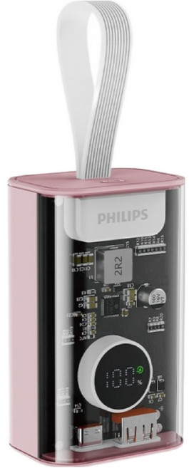 PHILIPS 飛利浦 FunCube 10000mAh行動電源 透明款, 粉色, DLP5715C