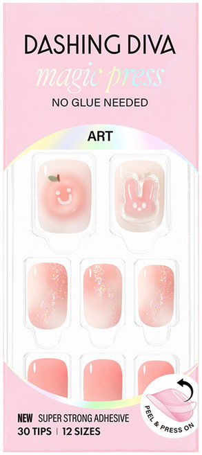 데싱디바 매직프레스 네일팁 세트 피치 래빗 레귤러 라운드, 1세트, 핑크