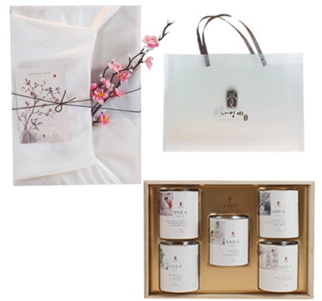 자연애 수제한차 진명차 5호 + 백새 보자기 포장 + 투명쇼핑백 선물세트, 1세트