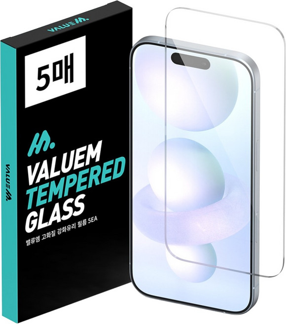 밸류엠 고화질 9H 강화유리 휴대폰 액정보호필름 5p 세트, 1세트