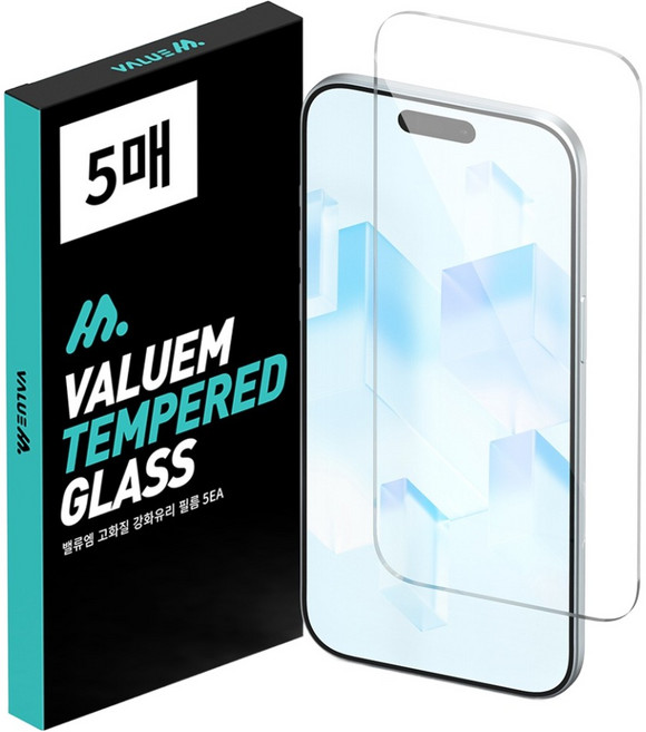 밸류엠 고화질 9H 강화유리 휴대폰 액정보호필름 5p 세트, 1세트