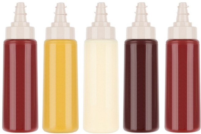 키텐실 투웨이 2단계 굵기조절 원터치 소스통 베이지, 350ml, 5개