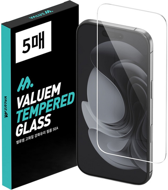 밸류엠 고화질 9H 강화유리 휴대폰 액정보호필름 5p 세트, 1세트