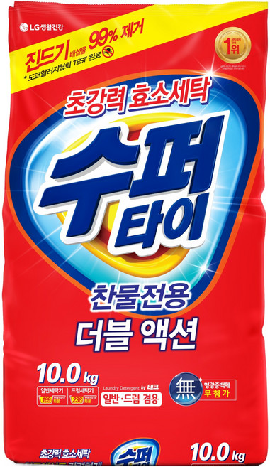 수퍼타이 더블액션 뉴 분말세제 리필, 10kg, 1개