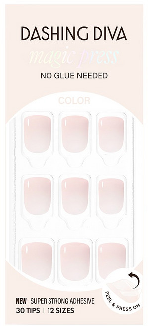 데싱디바 매직프레스 네일 숏 스퀘어, 1세트, 블루미(화이트)