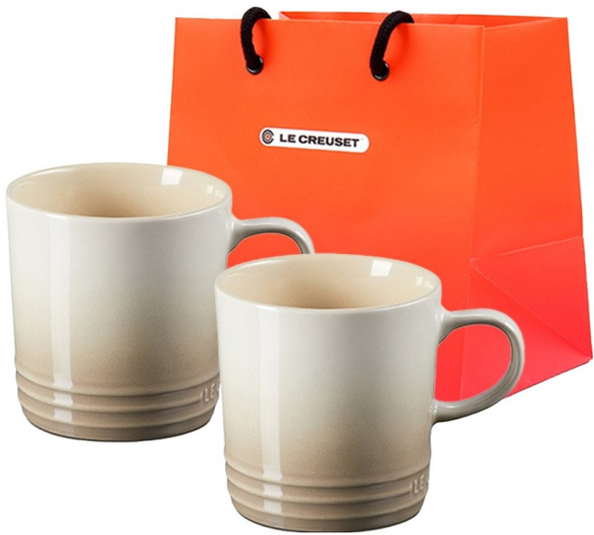 르크루제 카푸치노 머그컵 200ml x 2p + 쇼핑백 S 세트, 넛메그, 1세트