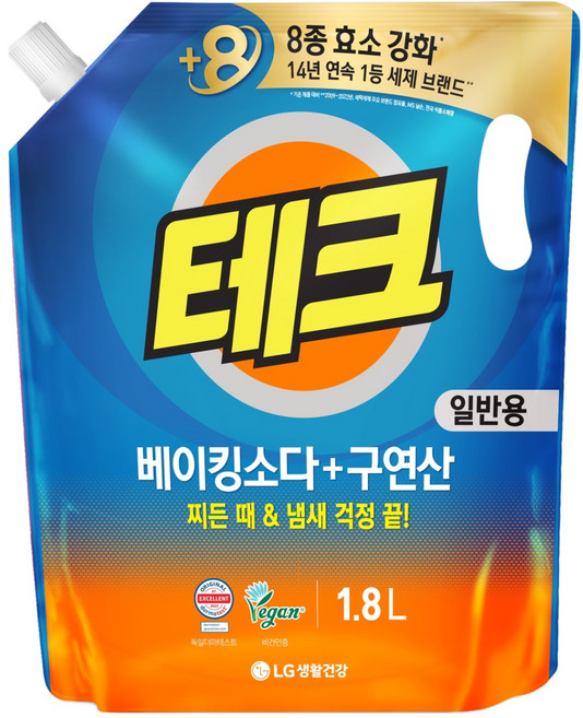 테크 베이킹소다 플러스 구연산 액상세제 리필, 1.8L, 1개