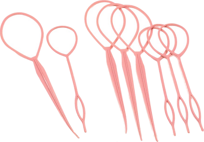 비단길 바빈 올림머리 헤어 스타일링도구 헤어가이드 2종 세트, 4세트, 진핑크