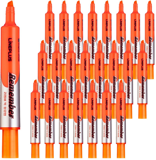 라인플러스 리멤버 빅 대용량 형광펜, 주황색, 24개